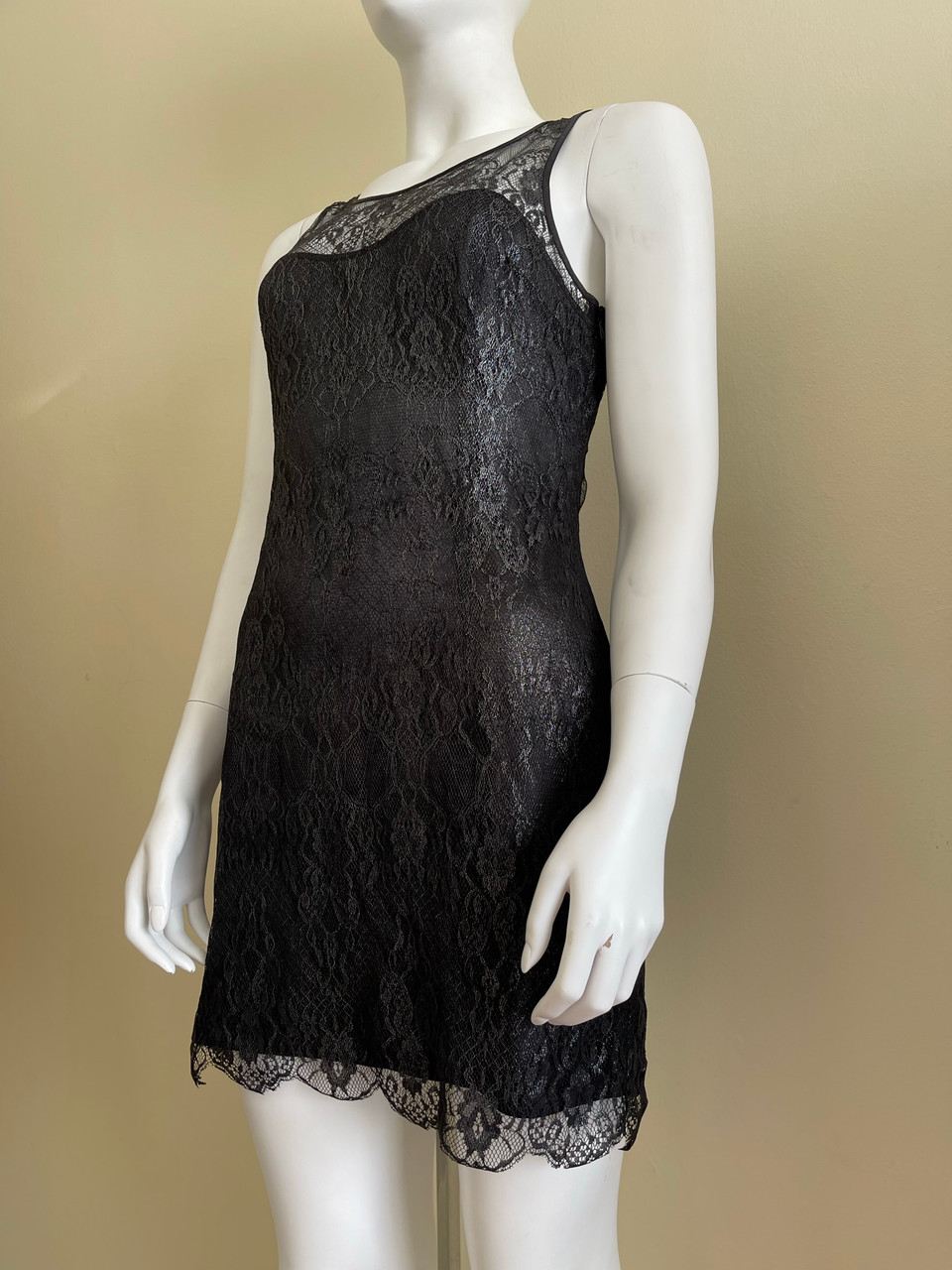 armani exchange lace dress Armani Exchange Black Lace Sleeveless Mini Sheath Dress Size 0