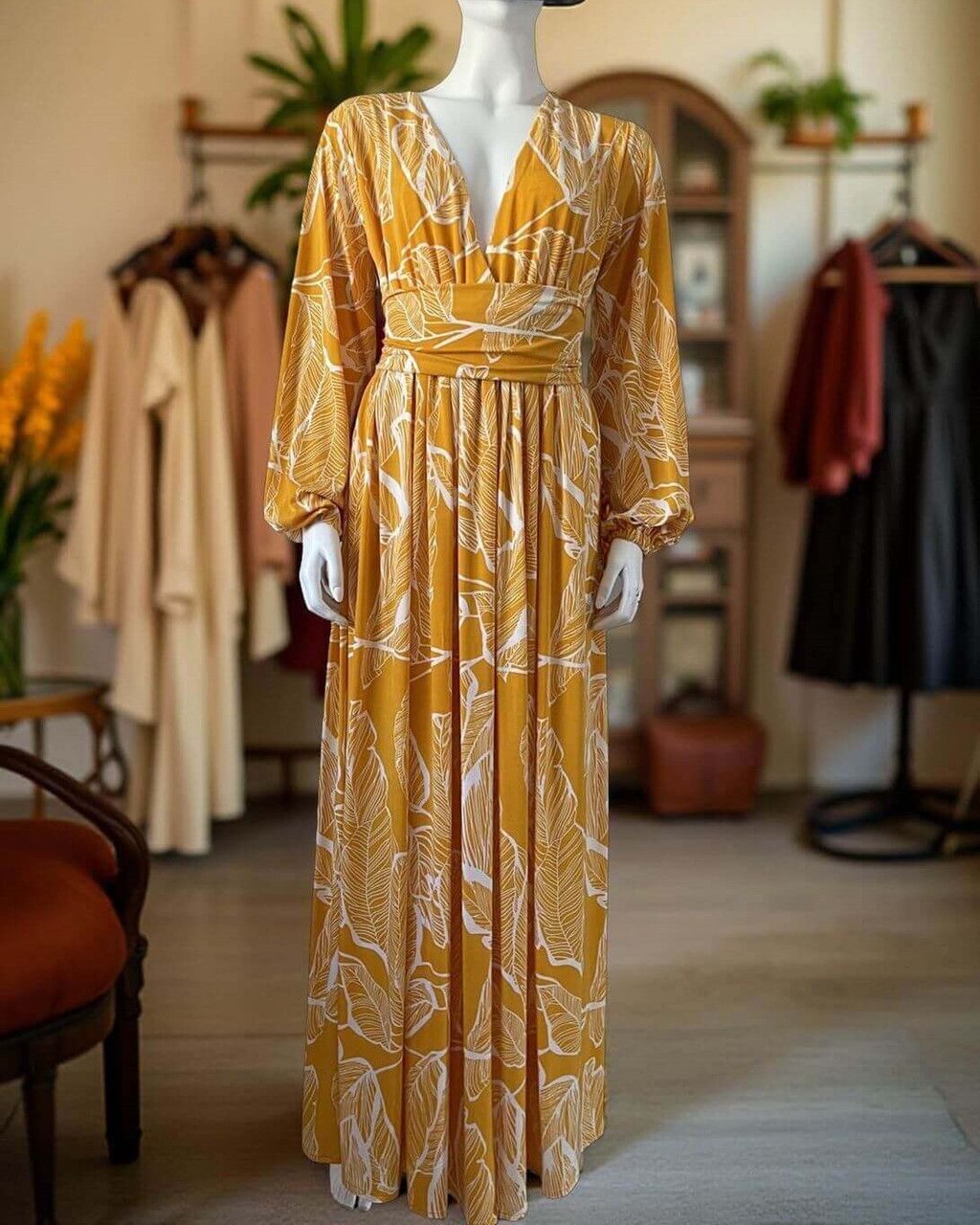 Charlie Irish Yellow Long Sleeve Maxi Dress | Shop Online