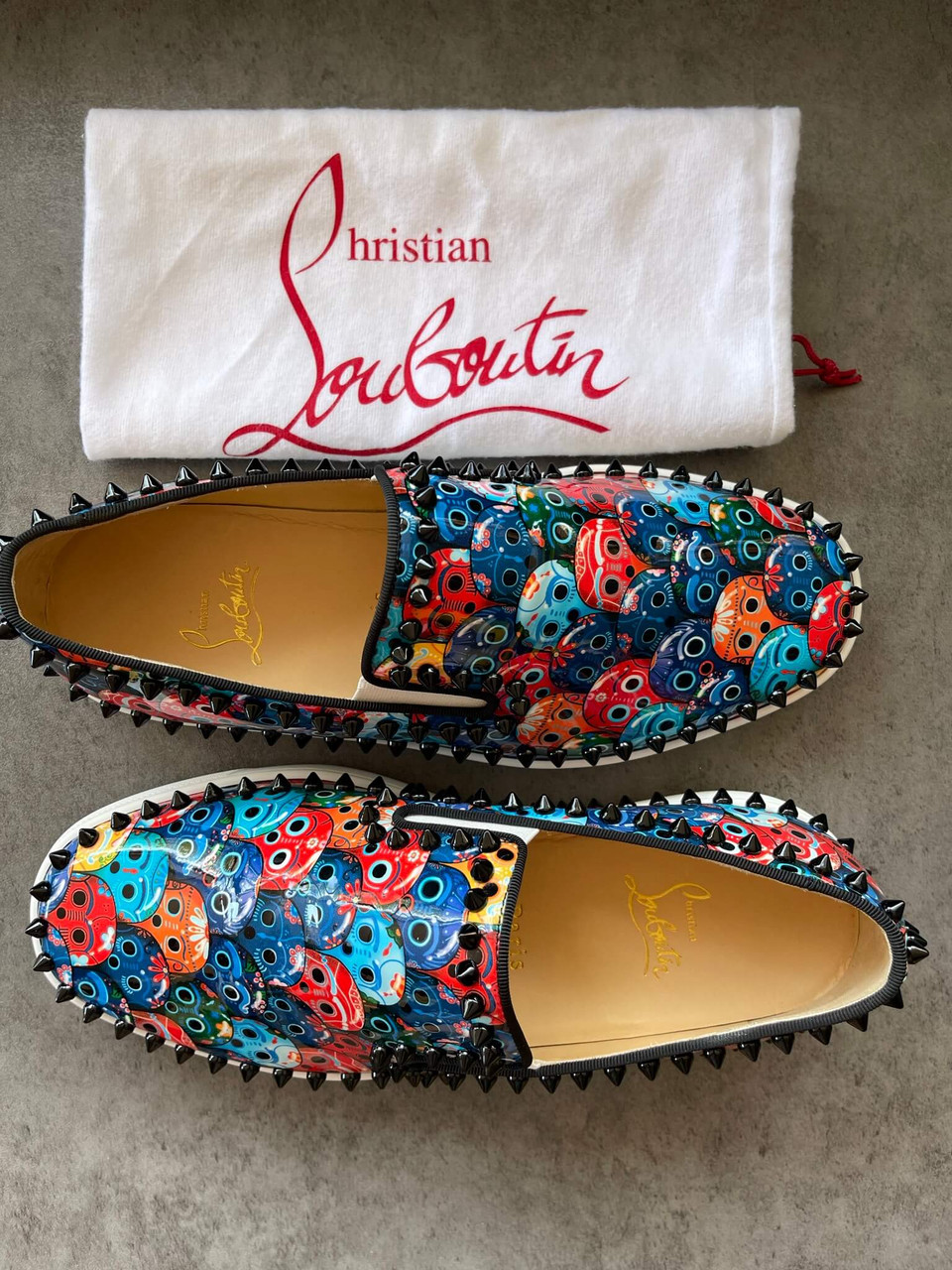 Christian Louboutin Slip-On Sneakers | Skull Print & Spikes
