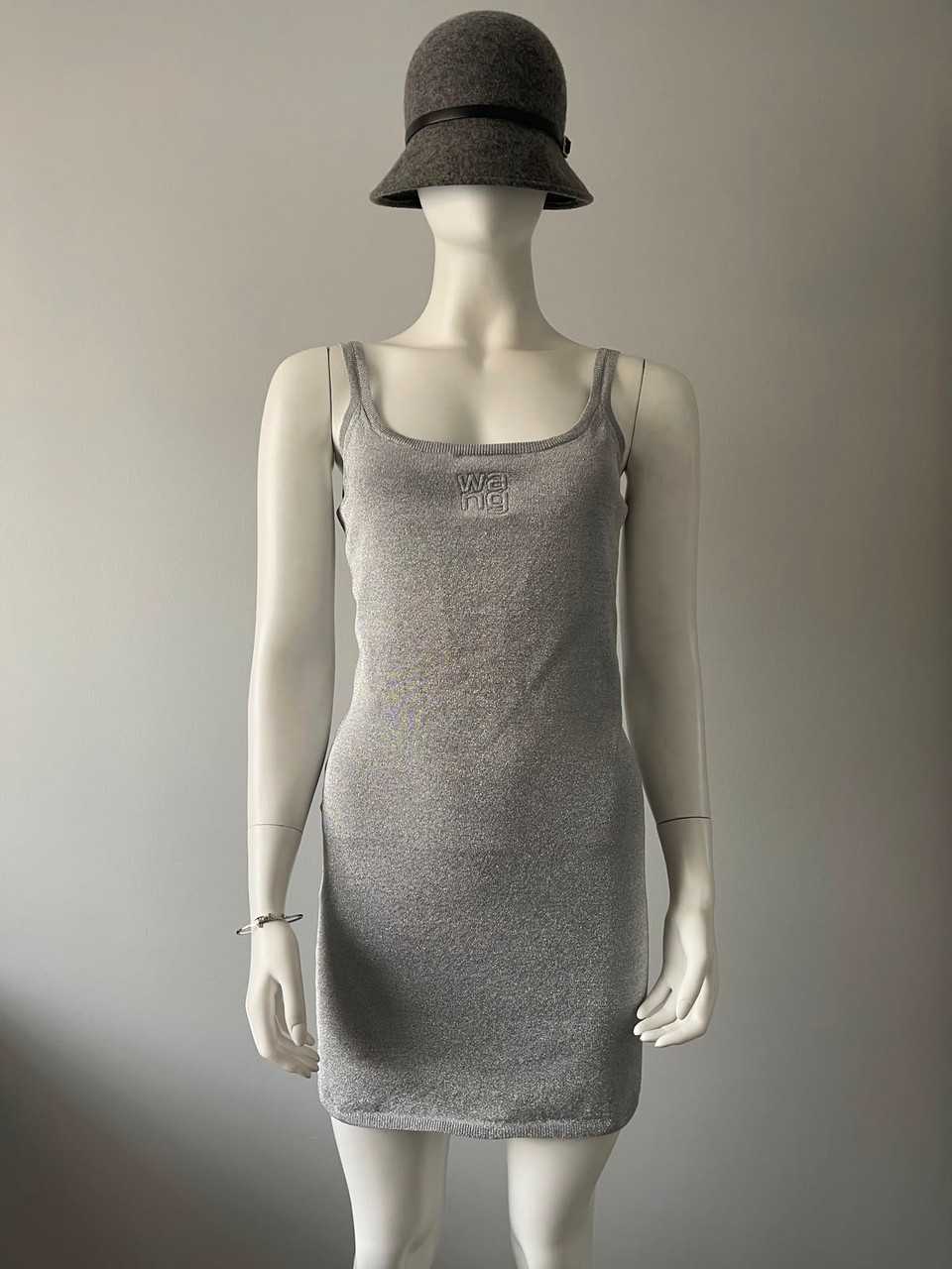 alexander wang silver dress Alexander Wang Silver Metallic Mini Dress