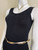 Cool Ice Black Sleeveless Belted Bodycon Mini Dress front bodice with scoop neckline & textured pattern
