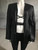 Alexander Wang Open Tie Black Jacket front view in linen-blend, thin double ribbon wrapped under bust & stomach