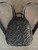 Armani Exchange Black A|X Embossed Backpack front flat lay with all- over AX logos & black straps with white branding