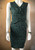 City Goddess London Green Leopard Print Dress front view showing bodycon fit, deep V-neckline & mini length above the knee
