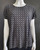 Diane Von Furstenberg Grey Print T-Shirt closer front view with signature broken chainlink print &  short sleeves