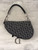 Christian Dior Monogram Saddle Bag back view in grey with black monogram canvas & back slip pocket