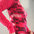 Guess Pink Long Sleeve Logo Top side view in bright pink with black & white GUESS logos across the side