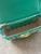Kate Spade Nicola Tweed Twistlock Bag top view interior, fuji green flat open showing light grey lining & tweed outer