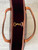 Louis Vuitton Monogram Canvas Neverfull PM top interior view of gold hook closure & clip with tarnishing & leather wear