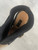 Luella Black Peep-Toe Sock Heels top view showing insole in like-new condition, Luella branding & size 5.