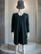 Mango Emerald Green V-Neck Shift Mini Dress front view with V-neck, long cuffed sleeves, & slight flared skirt