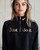 Nike Cropped Black Fleece Sweater - front view worn on model with Just Do It in gold on the chest