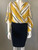 Phenomena Yellow Flared Sleeve Wrap Blouse front showing crossover V neckline, flared sleeves & asymmetric hem