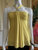 Pinko Yellow Halter Neck Top - full front with ruched bust detail and draped front panel, on mannequin