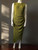 Shein Olive Green Sleeveless Ruched Midi Dress front view with side ruching, asymmetric hem & soft stretch texture
