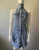 Shein Halter Neck Blue Denim Mini Dress closer front view showing high halter collar & silver button placket