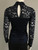 Truworths Navy Lace Long Sleeve Evening Top back view with upper sheer section & 2 button collar tie
