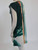 Abstract Print Midi Dress side back view showing flowing white base with green & dusty orange abstract print