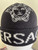 Versace Medusa Black Wool Beanie Top view on mannequin head with Medusa logo & VERSACE logo on fold in white stitching