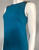 Woolworths Teal Sleeveless Mini Dress close up angled side showing teal body with brown hem contrast & sleeveless cut