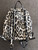 Guess Leopard Print Backpack back view in black and white with top handle & adjustable shoulder straps