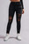 Shein Black Drawstring Ripped Skinny Jeans – full front in stretch skinny fit, drawstring waistband & distressed rips