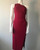 Red One Shoulder Side Cut-Out Midi Dress closer front showing long fitted silhouette & adjustable pulls on left