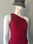 Red One Shoulder Side Cut-Out Midi Dress - close up of sleeveless designer & asymmetric neck line