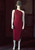 Red One Shoulder Side Cut-Out Midi Dress - full front view with asymmetric neck, slid slit & side cut out