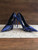 Steve Madden Blue Sequin Stiletto Heels - front view pair showing pointed toes, blue & silver sequin detail & clean pump shape