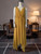 Mango Sleeveless V-Neck Maxi Dress full front in mustard yellow with elastic waist with adjustable ties
