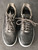 Nike Air Force 1 Upstep Premium Metallic Pewter top view with shiny finish, matching laces & white clean soles