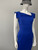 Goddiva London Royal Blue Bodycon Mini Dress left angled view with wide shoulder straps & pencil cut knee-length hem