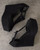 Re: Denim Black Suede Peep-Toe Wedge Platforms top view side profiles, platform soles, wedge heels & cut-out sides