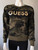 Guess Green Camouflage Sweatshirt close up front view in shades of green, long sleeves, ribbed cuffs