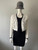 White Front Tie Cropped Chunky Knit Cardigan full front view with black knit ties at the chest & waist length knit