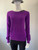 Lauren Ralph Lauren Purple Knit Sweater angled front with round neck with buckle detail, ribbed neckline, cuffs & hem