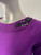 Lauren Ralph Lauren Purple Knit Sweater close up left side neck showing faux leather detail with silver buckle & studs