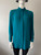 Woolworths Dark Green Long Sleeve Blouse front view with silver button collar & cuffs, hidden clear button front panel