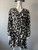 Shein Black & Ivory Print Belted Ruffle Mini Dress front view with wrap designer, crossover bust line & mini length