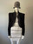 Black Ruffle Open Crop Jacket front view with puffed long sleeves, high ruffle collar & ruffle detail down the front