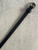 Woolworths Black Round Buckle Skinny Belt front view with round brass tone buckle, black belt & keeper