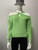 Green Cut-Out Shoulder Knit Sweater front view with small keyhole above the bust, open shoulders & criss cross neck
