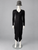 Black Ribbed Full Button Front Bodycon Maxi Dress front view with V neck, full button front with small black buttons