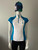 Pringle of Scotland White & Blue Quarter Zip Golf Shirt front with quarter zip neckline & embroidered Pringle lion chest logo