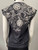 Adidas Originals Florido Charcoal Grey T-Shirt back view with bold white floral print across the upper back & shoulders
