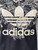 Adidas Originals Florido Charcoal Grey T-Shirt zoomed image showing Trefoil logo with pin size dot of wear