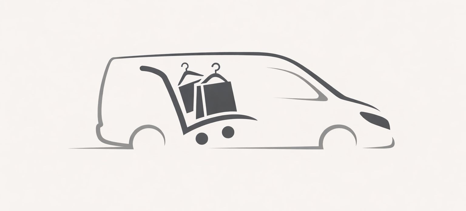 Delivery Van with The Shopping Cart Icon