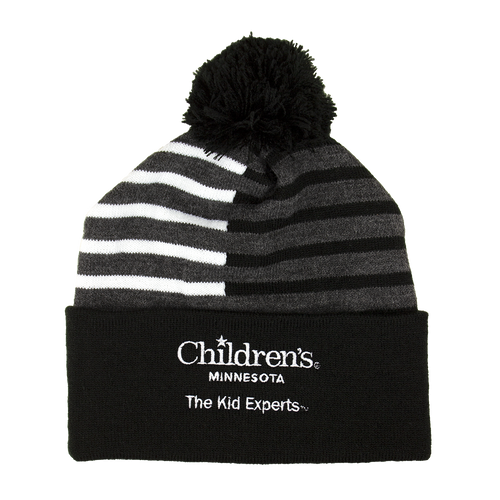 Half Color Knit Cap with Cuff-Black/Gray
