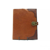 Large Buffalo Leather Journal w/Corner Accents & Round Turn Latch Closure